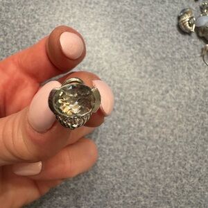 Judith Ripka Silver-Tone Earrings with Clear Faceted Stones